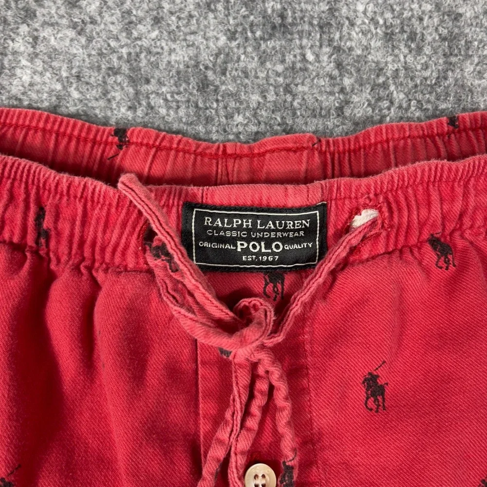 Polo Ralph Lauren Pajama Pants Mens Large Red Black All Over Pony Logo Cotton